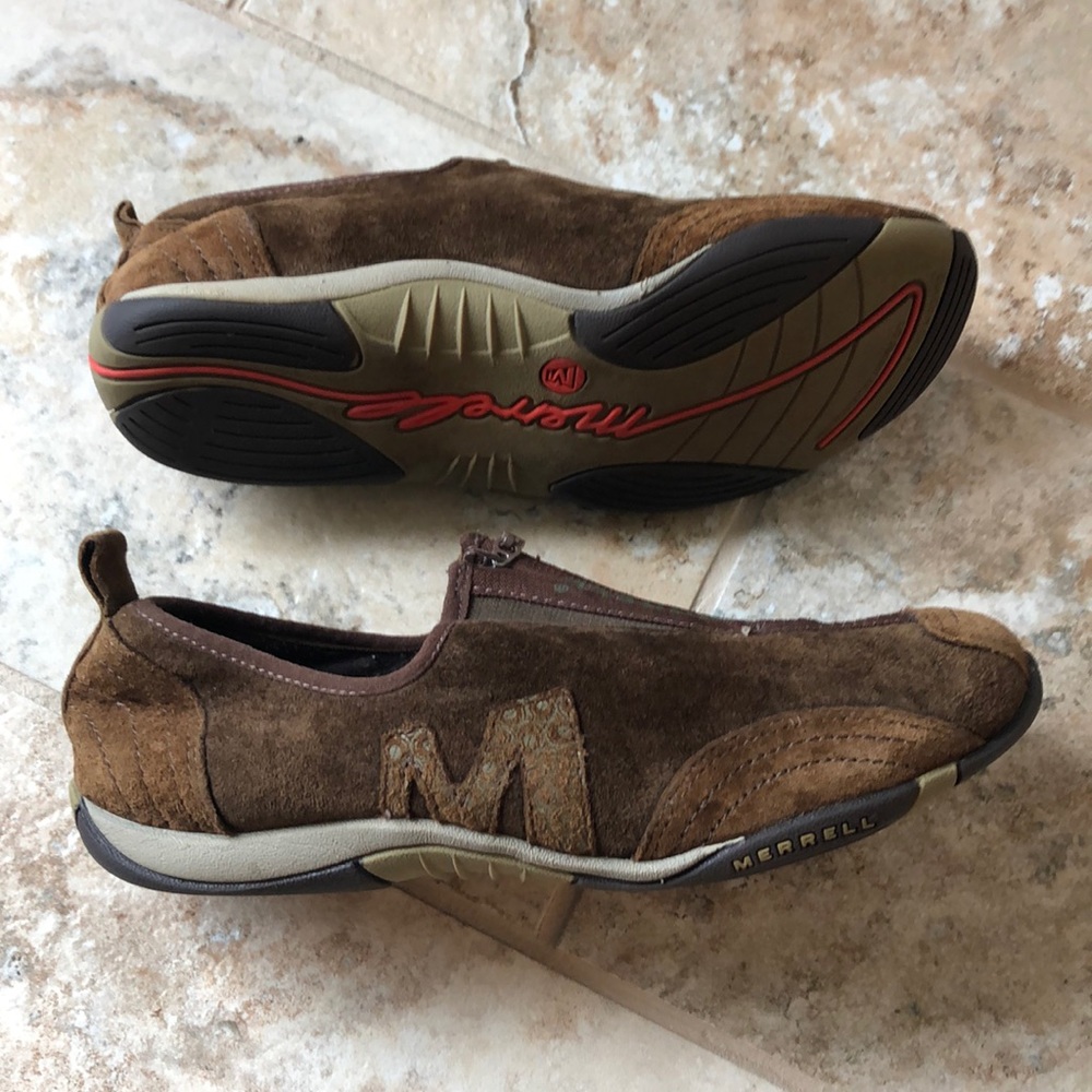 Brown suede Merrell sneakers